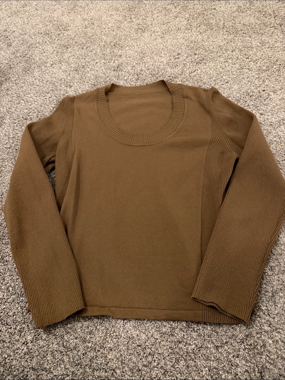 Women's Brown Ribbed Long Sleeve Knit Sweater Large
